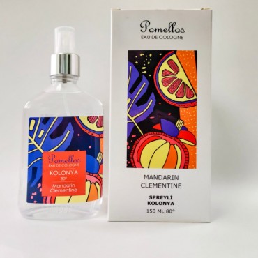 Pomellos Kolonya-Mandarine Clementine-150ml Cam Şişe 80 Derece Spreyli Kolonya